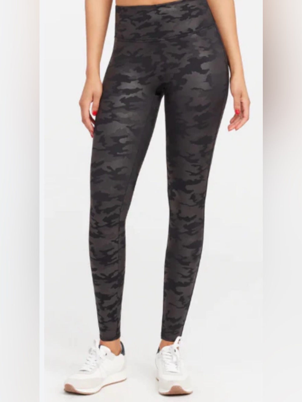 SPANX Black Camo 29” Charcoal Black Leggings Size 1X 💎EUC
